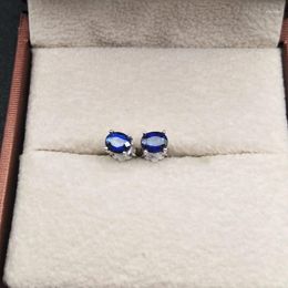 Stud Earrings LANZYO 925 Silver Natuarl Sapphire Fashion Jewellery Anniversary Plant Women Gift Wholesale E040501agl