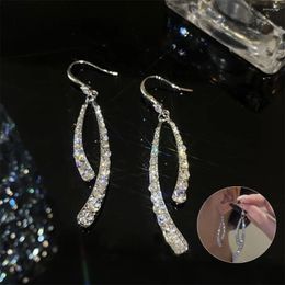 Dangle Earrings 1Pair Cross Curved Stick Front Back Linear Hook Zircon Piercing Jewellery Gift For Women Girl