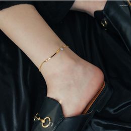 Anklets 2023 Fashion Summer Metal Zircon Anklet Chain For Women Golden Colour Barefoot Bracelet Foot Simple Smiling Leg Jewellery