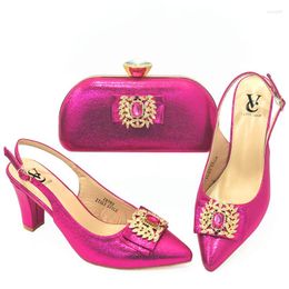 Dress Shoes Elegant 2023 Special Style Italian Designer And Bag Set To Match Fuchsia Color Party With Matching Bags