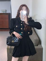 Two Piece Dress UNXX Elegant Skirt Two-piece Suit Autumn Winter Streetwear French Celebrity Short Blazer Coat High Waist 2pcs Set