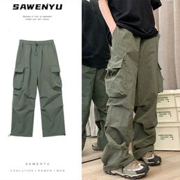 Men s Pants Cargo Men Streetwear Hip Hop Elastic Waist Harem Ankle length Trousers Black Harajuku Casual Pocket Women 230804