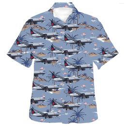 Men's Casual Shirts 3D Shirt Summer Breathable Loose Airliner Beach Snow Mountain Harajuku Short Sleeve For Street Wear