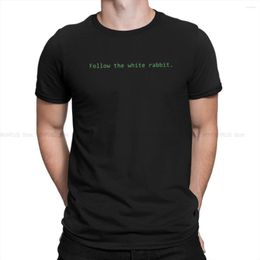 Herren-T-Shirts Follow The White Green Men Polyester TShirt Matrix Movie Crewneck Short Sleeve Shirt Humor Geschenkidee