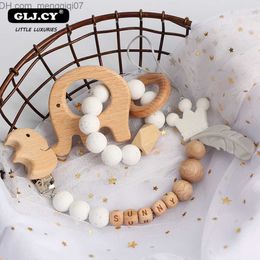 Pacifier Holders Clips# Baby personalized Rattlesnake set animal elk Amigurumi elephant tooth wooden nipple holder chain BPA free care toy Z230804