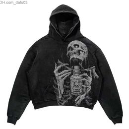 Men's Hoodies Sweatshirts Y2K Harajuku Cartoon Skull Head Printed Hooded Sweater Suitable for Men and Women Ins Street Hip Hop Loose Z230804