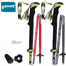 Trekking Poles 2 Pack Pioneer Carbon Fibre Trekking Poles Ultralight Folding Collapsible Trail Running Hiking Walking Sticks Lightweight Canes HKD230804