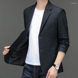 Men's Suits Classical Style Men Elegant Grey Blazers Business Casual Notched Collar Single Breasted Suit Jacekts Male Suitable Outfits 2023
