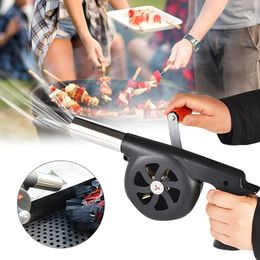 BBQ Tools Accessories Portable Barbecue Air Blower Hand Crank Fan Outdoor Cooking Hair Dryer Manual Handle Picnic Fans Grill 230804