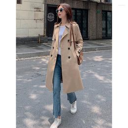 Women's Trench Coats Autumn 2023 Windbreaker Mid Length British Style Long Knee Coat