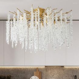 Chandeliers LED Crystal Ceiling Chandelier Golden Black Round Suspended Branch For Dining Room Villa Concourse Lamp