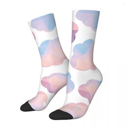 Men's Socks Hip Hop Vintage Blue And Pink Cloud Pattern Polygonal Crazy Unisex Geometric Patterns Harajuku Printed