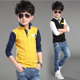 Kids Shirts 414 Years Teens Long Sleeve Plaid Shirt Boy Uniforms Children Teenage Tops Turn Down Collar School Shirts For Boys Kids Clothes 230803