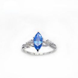 2023 European and American New Hot Selling S925 Silver Jewelry Simple and Luxury Blue Gemstone Diamond Women's Ring