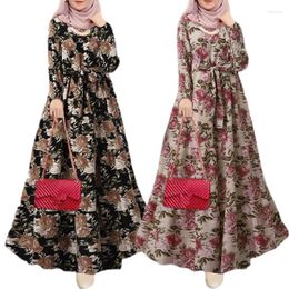 Ethnic Clothing Ramadan Eid Muslim Women Long Sleeve Floral Dress Abaya Dubai Turkey Maxi Femme Musulman Jilbab Arab Morocco Print Robe Sell