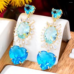 Dangle Earrings Soramoore Original Gorgeous Shiny Heart CZ Full Cubic Zirconia For Women Wedding Trendy Bijoux High Quality