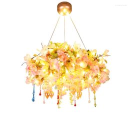 Pendant Lamps Music Restaurant Colorful Pink Crystal Lamp Beauty Club Private Room Decoration Atmosphere Soft Art Chandelier