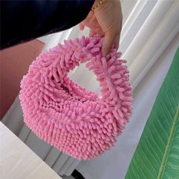 Hobo Autumn and winter new mop plush handbag candy colored lunch bag cute fashion cotton candy small square bag