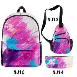 Creative Tie Dye Graffiti Oil Painting Surrounding Set Shoulder Bag Pencil Bag Set 230815