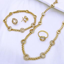 Necklace Earrings Set Italian 18k Gold Plated Jewellery Elegant Women Chain Necklaces Earring Bracelet Bride Wedding Party Accessories