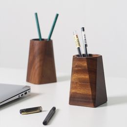 Storage Holders Racks Creative home whole wood walnut wood retro wooden pen holder modern minimalist log office desktop stationery storage 230803