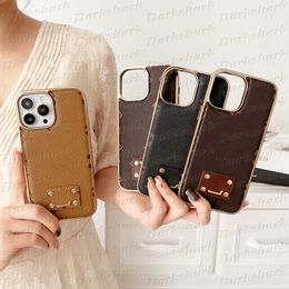 Top Fashion Designer Mobile Phone Case for iPhone 15 14 Plus 13 12 Pro Max Leather Back Print Shell Flower Letter Cover Electroplated Soft TPU Frame Cover
