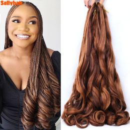 Lace Wigs Sallyhair 8 Bags Synthetic French Curly Braiding Hair Spiral Crochet Braids High Temperature 230803