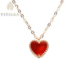 Pendant Necklaces 18k Gold Heart Au75018k Rose Red Onyx Stone Necklace For Wife Girlfriend Valentine s Day Gift Exquisite Jewelry 230804
