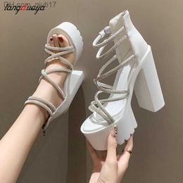 Kleid Schuhe Strass Plateau Sandalen Damen Sommer Gladiator Sandalen Dicke High Heels Plateau Damen Sandalen Party Sexy Schuhe Z230804