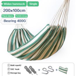 Hammocks Hammock outdoor single widening swing student indoor bedroom dormitory thick canvas camping anti-rollover hanging 230804