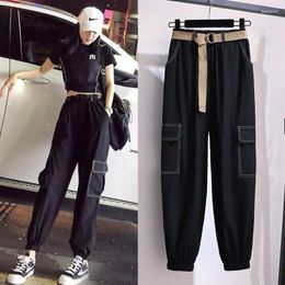 Women's Pants Black Cargo Loose Wide Leg Sports Joggers High Waist Streetwear Harajuku Korean Leggings Plus Size 4xl 5xl