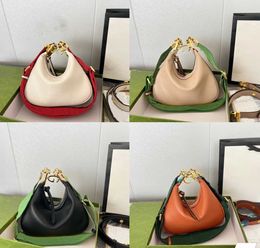 New Crescent Bag Retro Crossbody Half Moon Bags Women Handbags Shoulder Croissant Clutch Purse Old Flower Canvas Leather Adjustable Red Green Strap Fashion leisure