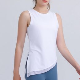 Active Shirts Yoga Top Asymmetrical Sports Women Vest 2023 Sport T Shirt Sportswear Pilates Clothes Training Wear White Pink Blue