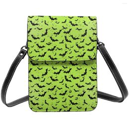 Evening Bags Black Bats Print Shoulder Bag Halloween Gothic Funny Leather Outdoor Mobile Phone Woman Gifts