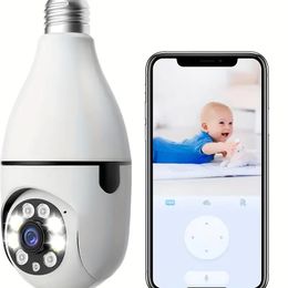 Indoor E27 Light Bulb Security Camera, 355 Degree Pan/Tilt Panoramic IP Camera, 2.4GHz &5Ghz WiFi 1080P Smart Home Surveillance Cam With Motion Detection Alarm