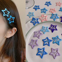 Hair Accessories 2023 Colourful Star Bb Clips Y2K Children Grils Cute Metal Hairpin Side Barrettes Grip Headwear