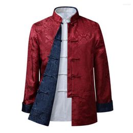 Men's Jackets Chinese Standing Collar Traditional Clothing Tang Casual Jacket Vintage High-quality Long Sleeved Hanfu