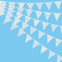 Banner Flags 10M 36 Pennant Lace Hessian Flags Birthday Carnival Fabric Bunting Wedding Party Decor Banner Home Baby Shower Garland 230804