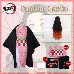 Girl's Dresses Anime Domen Slayer Kamodo Nazuko Cosplay Kimestu no Yaiba Costume Kimono Uniform Clothes Props Set For ComicCon Parties 230803