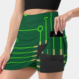 Skirts Microchip Digital Art Pcb Woman Fashion 2023 Pant Skirt Mini Office Short Website Networking Chip