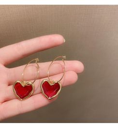 Dangle Earrings 2023 Fashion Trend Unique Design For Women Wine Colour Love Heart Ladies Senior Jewellery Couple Birthday Gifts