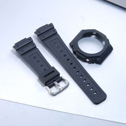 Watch Bands Black Resin Watchband Case for GA2100 GA2110 Protect Kit Mens waterproof sports watch belt 230803