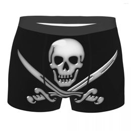 Underpants Glassy Pirate Skull & Sword Crossbones Man's Boxer Briefs Skeleton Bone Breathable Funny Underwear Top Quality Print Short