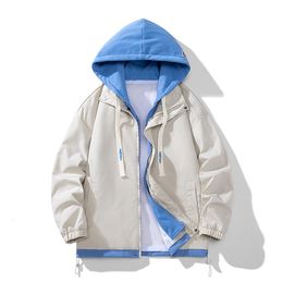 Mens Jackets Long Sleeved Jacket For Men Windbreaker Outerwear Korean Harajuku Hooded Fashion Coats MenWoman Streetwear Clothing 230803