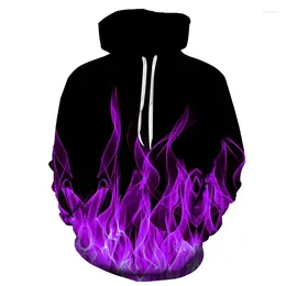Men's Hoodies Purple Men Women 3D Digital Fire Printed Hooded Pullover 2023 Autumn Casual Funny Unisex Sweatshirts Streetwear