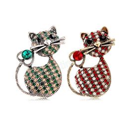 Crystal Cat Women Fashion Brooches Pins Korean Style Animal Brooch Pin Rhinestone Luxury Wedding Party Accessories