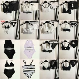 Contrast Color Bikinis Women Swimwear Sexy Split Padded Swimsuit Summer Beach Bra Briefs White Black Woman Bathing Suit Lady Charmiing Swimsuits