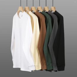 Men's T Shirts Solid Color Cotton Tops Thickened Round Neck Long-sleeved T-shirt Fashion Loose Can Be Customized Logo And Picture