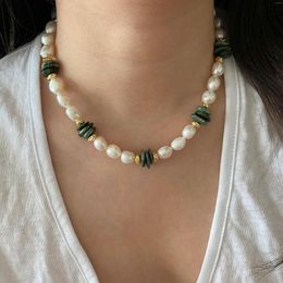 Chains Handmade Natural Stone Seraphinite Beads Baroque Pearl Necklace For Women Summer Holiday Jewelry Unique Design