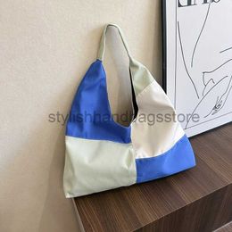 Shoulder Bags Contrast Colored Panel Large Capacity Fashion Handbag 2023 Summer Commuting Simple and Fashionable Nylon Butot Bagstylishhandbagsstore
